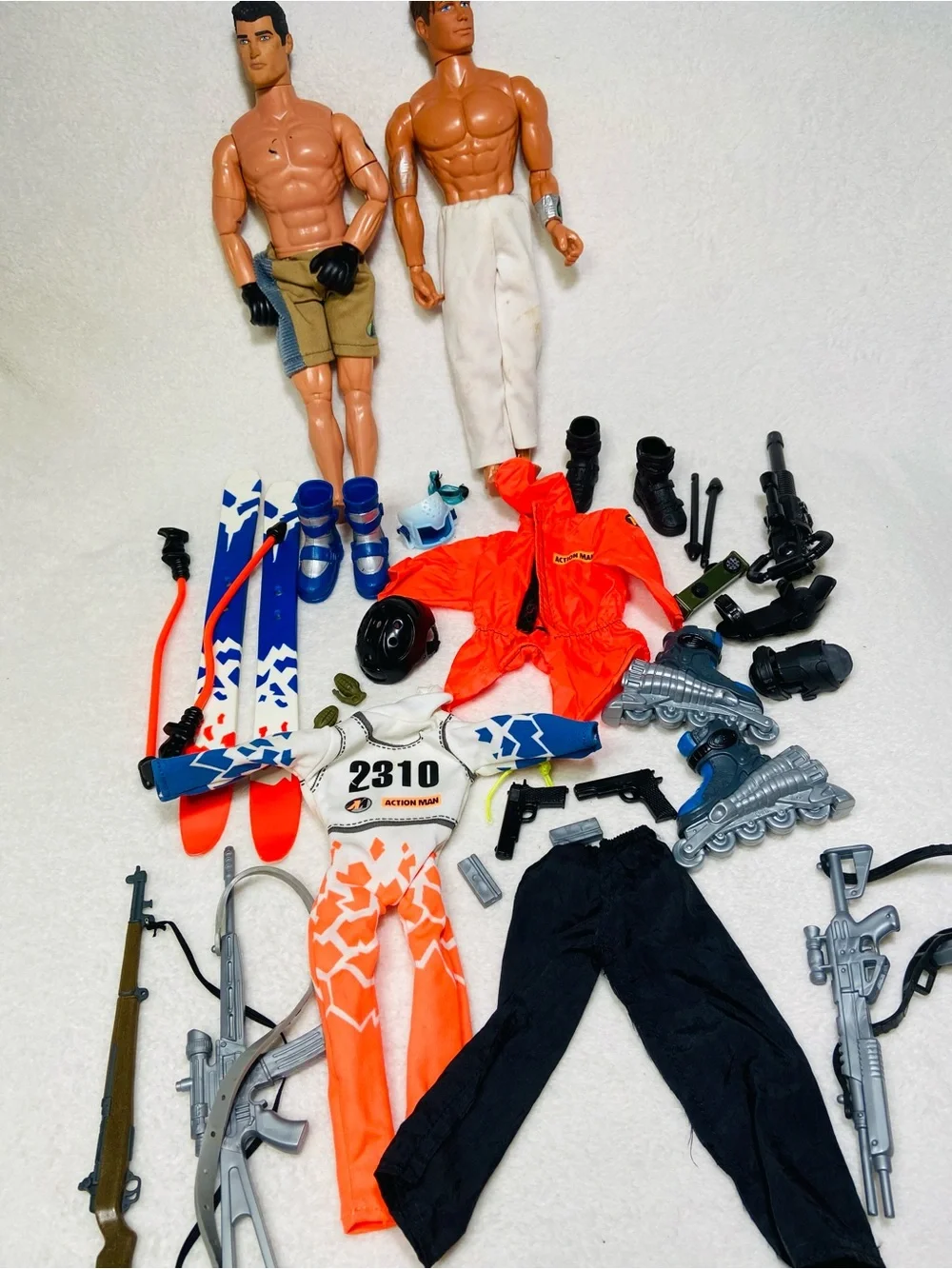 1990s Action Man + Max Steele Action Figures + Action Man Clothes + Weapons